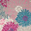 5' X 7' Gray And Pink Floral Area Rug
