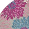 8' Gray And Pink Floral Round Rug