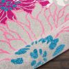 8' Gray And Pink Floral Round Rug