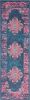 6' Blue And Pink Medallion Distressed Runner Rug
