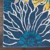 6' Blue And Gold Floral Runner Rug
