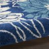 4' Blue And Ivory Floral Round Rug