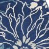 5' Blue And Ivory Floral Round Rug