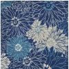 7' X 10' Blue And Ivory Floral Area Rug