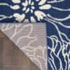 7' X 10' Blue And Ivory Floral Area Rug