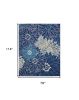 7' X 10' Blue And Ivory Floral Area Rug