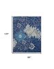 8' X 10' Blue And Ivory Floral Area Rug