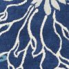 8' Blue And Ivory Floral Round Rug
