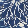 8' Blue And Ivory Floral Round Rug