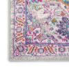 6' Light Gray And Pink Medallion Runner Rug