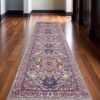 10' Light Gray And Pink Medallion Runner Rug