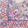 8' Light Gray And Pink Medallion Runner Rug