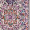 8' Light Gray And Pink Medallion Runner Rug