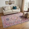 5' X 7' Light Gray And Pink Medallion Area Rug