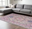 7' X 10' Light Gray And Pink Medallion Area Rug