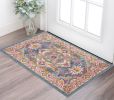 2' X 3' Teal And Ivory Medallion Distressed Area Rug