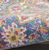 8' Teal And Ivory Medallion Distressed Runner Rug