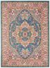 4' X 6' Teal And Ivory Medallion Distressed Area Rug