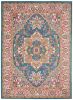 4' X 6' Teal And Ivory Medallion Distressed Area Rug