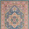 5' X 7' Teal And Ivory Medallion Distressed Area Rug