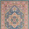 5' X 7' Teal And Ivory Medallion Distressed Area Rug