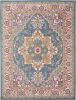 7' X 10' Teal And Ivory Medallion Distressed Area Rug