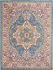7' X 10' Teal And Ivory Medallion Distressed Area Rug