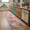 8' Gray And Ivory Geometric Distressed Runner Rug