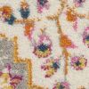 5' X 7' Gray Blue And Orange Quatrefoil Distressed Area Rug