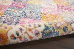 8' X 10' Gray Blue And Orange Quatrefoil Distressed Area Rug