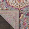 6' Gray And Ivory Medallion Runner Rug