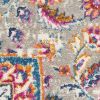 8' Gray And Ivory Medallion Runner Rug