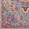 8' Gray And Ivory Medallion Runner Rug