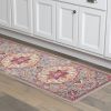 8' Gray And Ivory Medallion Runner Rug