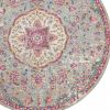 4' Gray And Ivory Medallion Round Rug