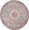 4' Gray And Ivory Medallion Round Rug