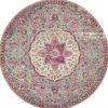 8' Gray And Ivory Medallion Round Rug