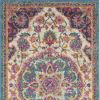 8' Ivory And Blue Medallion Runner Rug