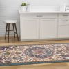 8' Ivory And Blue Medallion Runner Rug