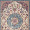 5' X 7' Ivory And Blue Medallion Area Rug