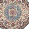 8' Ivory And Blue Medallion Round Rug