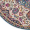 8' Ivory And Blue Medallion Round Rug
