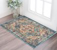 2' X 3' Ivory And Blue Oriental Distressed Area Rug