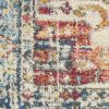 8' Ivory And Blue Oriental Distressed Runner Rug