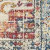 8' Ivory And Blue Oriental Distressed Runner Rug