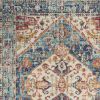 5' X 7' Ivory And Blue Oriental Distressed Area Rug