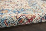 5' Ivory And Blue Oriental Distressed Round Rug