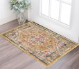 2' X 3' Yellow And Ivory Medallion Area Rug
