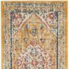 10' Yellow And Ivory Medallion Runner Rug