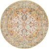 4' Yellow And Ivory Medallion Round Rug